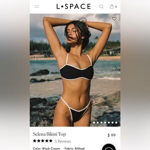 NWT L*SPACE SELENA BIKINI BLACK & WHITE CREAM SWIMSUIT SIZE MEDIUM